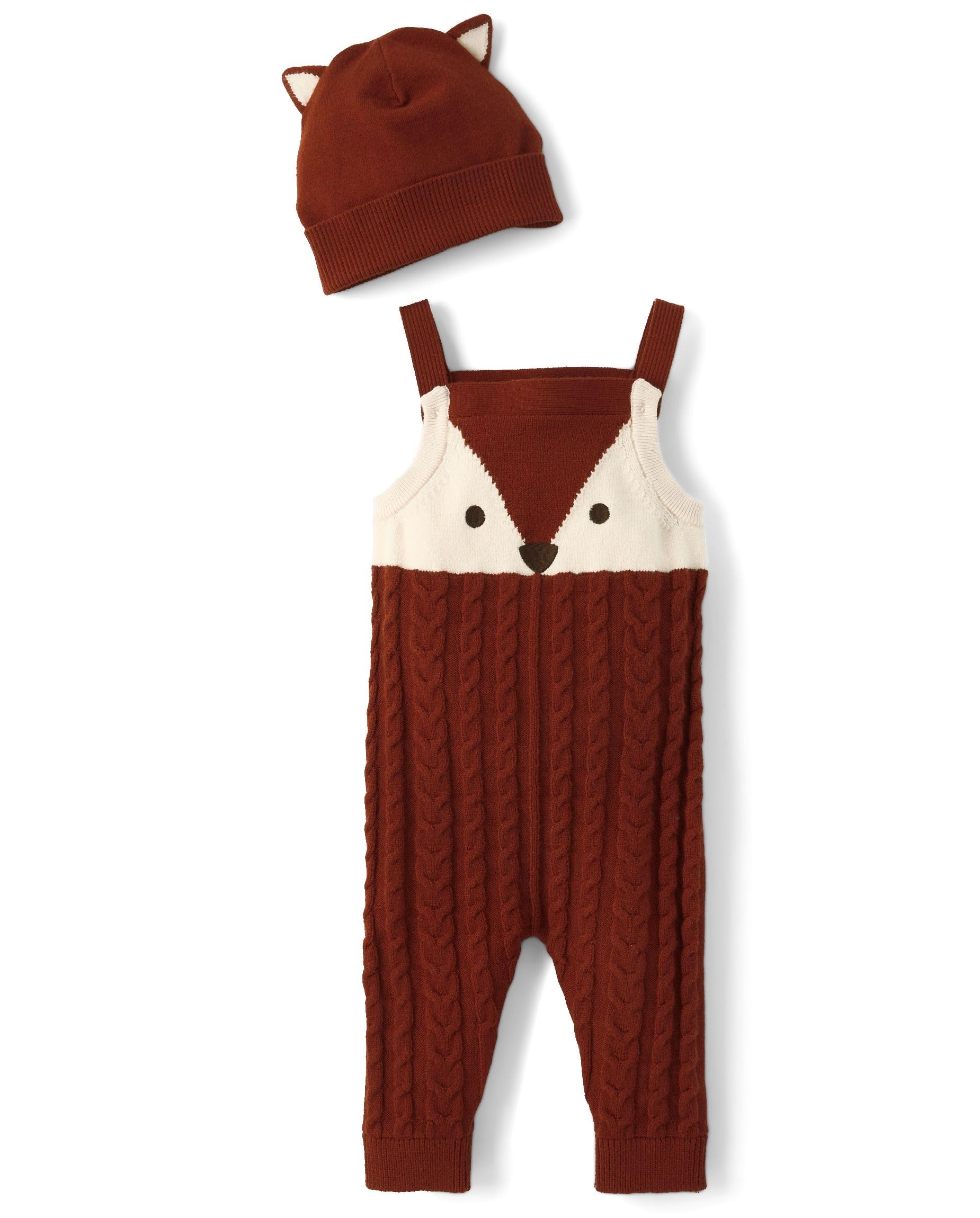 Gymboree,Unisex Kids,and Newborn Overall 2 Piece Pant Set,Smoked Paprika Fox,Preemie,