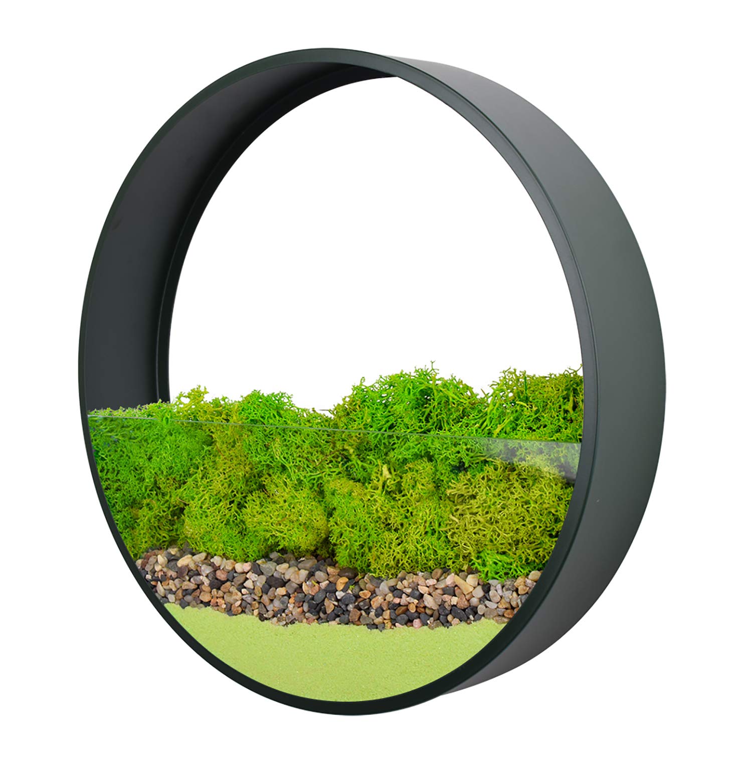 Ecosides Wall Vase Metal Iron Art Hanging Flower Basket Round Shape Solid Color Wall Planter Decor Adornment Bonsai Creative Flower Wall Vase ((Large(12"), Green)