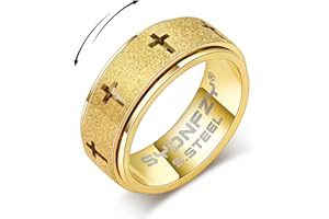 SYDNFZY Anxiety Spinner Ring for Men - Stainless Steel Fidget Spinner Ring, Band Cross Thumb Roating Rings for Stress Relief 8mm Anxiety Relieve Fidget Toys for Adults Ring Size 6 7 8 9 10 11