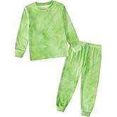 Jimonda Soft Pajamas Kid Boys/Girls Clothes long sleeve 2pc Tee/Pants Pjs Set Toddler tie dye Fluff Sleepwear Outfits 2T-14Y