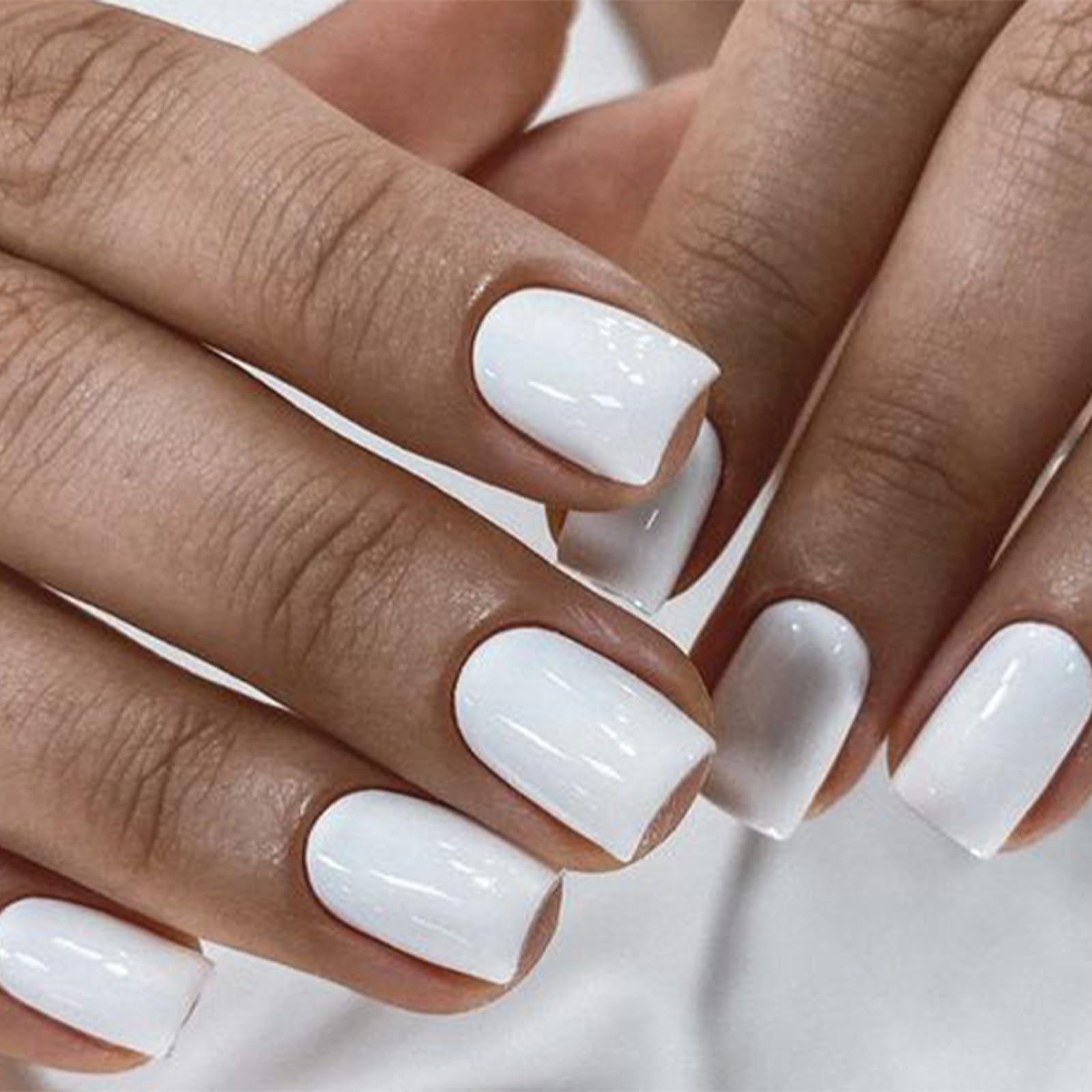 Modelones Pure White Press on Nails for Women, Short Square Fake Nails, Reusable Nail Kit with Nail Glue Adhesive Tabs Mini Nail File, Nails Press Ons 32Pcs16 Sizes, Women Girl Gift - Image 2