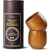 Handcrafted Wooden Bourbon Whiskey Glasses for Men, Handcrafted Oak Barrel Tumblers, Unique Whiskey Gifts for Men, Husband, or Dad – Rustic Wood Bourbon Glass Set, Christmas Gift Box