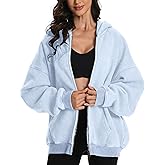 FAIABLE Womens Mens Zip Up Hoodie Oversized Acid Wash Hoodies Heavyweight Distress Cotton Fleece Zipper Hoodie Vintage Zip Washed Hoodie Sweatshirt Light Blue