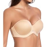 HACI Women's Strapless Bra Full Coverage Contour Underwire Plus Size | Non Slip, Supportive, Silicone Grip, Multiway Straps, for Large Bust