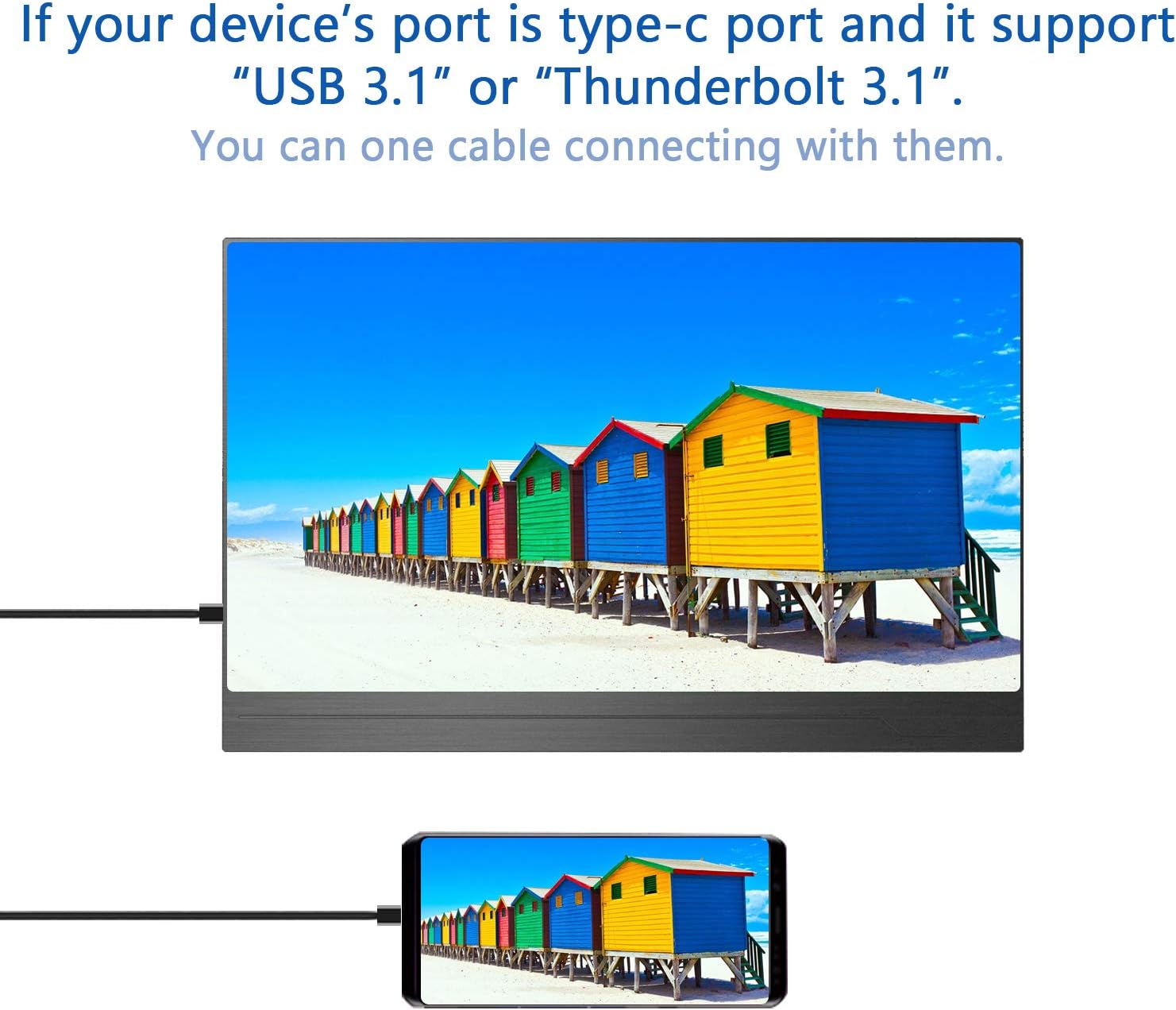 Portable Monitor Display 1920x1080 15.6-inch Super Thin IPS Gaming Monitor Screen USB-C for Laptop Computer Mac Phone HDMI Device,PS4 Xbox,Nintendo,Raspberry pi,Mac Mini,Mobile with Leather Case: Computers & Accessories