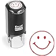 ExcelMark Round Teacher Stamp - Smiley FACE 1 - RED Ink