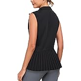 Little Donkey Andy Women's Golf Vest Outerwear with Pleated Hem Sleeveless Athletic Jacket for Running Yoga Tennis