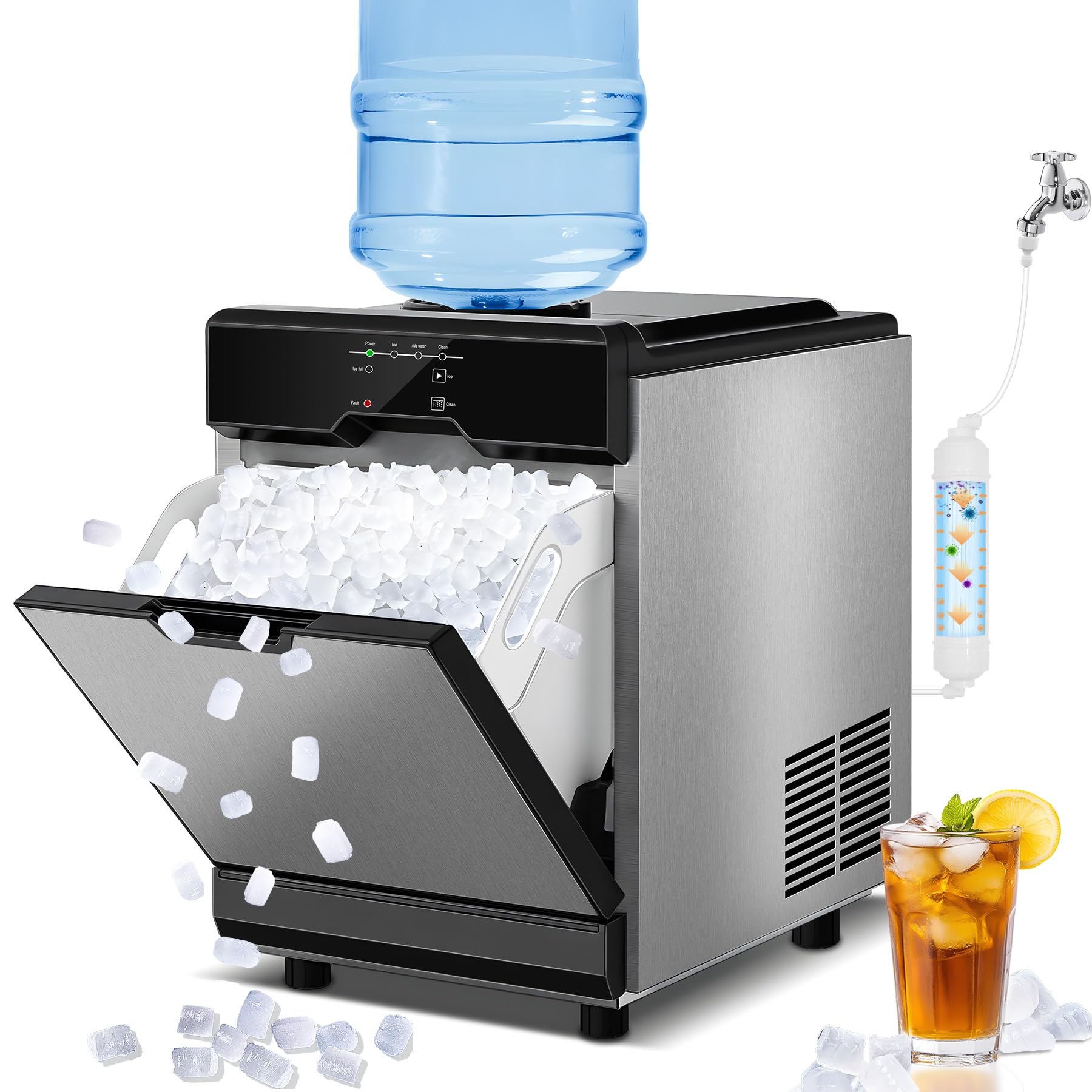 Photo 1 of ****FINAL SALE. NO RETURN!!! VIEW NOTES****
Nugget Ice Maker Countertop Dual Water Inlet Options, 60Lbs/24H Columnar Ice Maker Machine with Self-Cleaning, Pellet Chewable Crunchable Ice Machine with Ice Scoop&Basket for Home/Kitchen/Office
