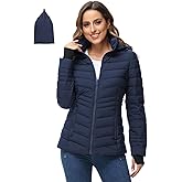 ROYAL MATRIX Women's Packable Puffer Jacket, Lightweight Puffer Jacket Winter Warm Quilted Puffer Jacket with Detachable Hood