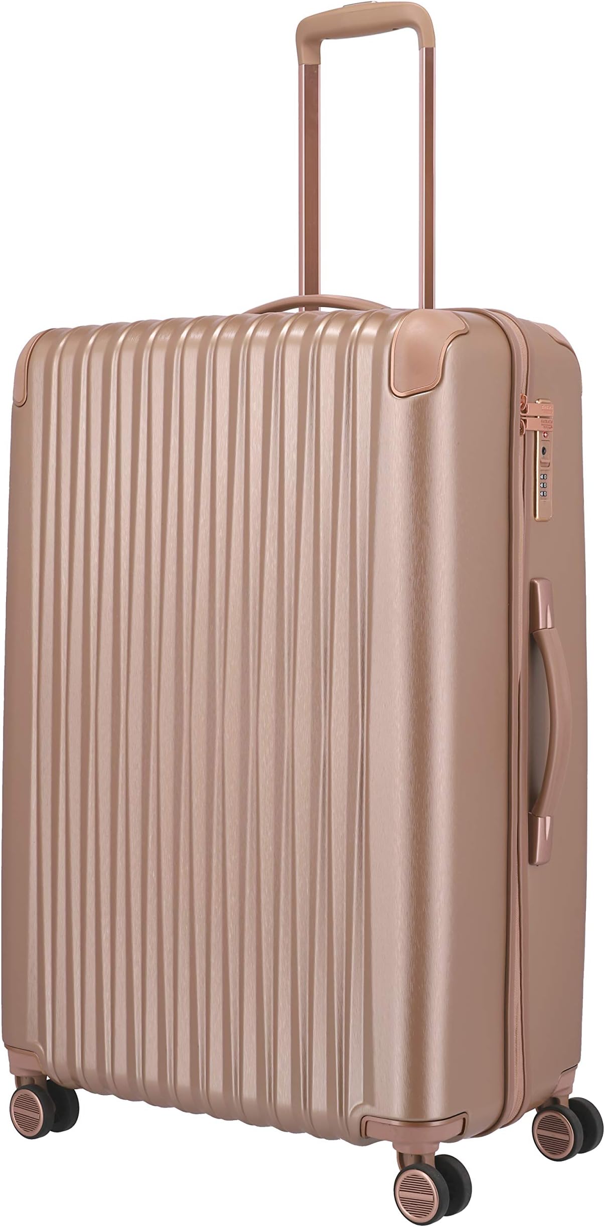 Titan & Barbara Glint Hard Suitcase Travel Luggage Size Large (77 x 51 x 29 cm) Including Small Toiletry Bag Metallic Rose M