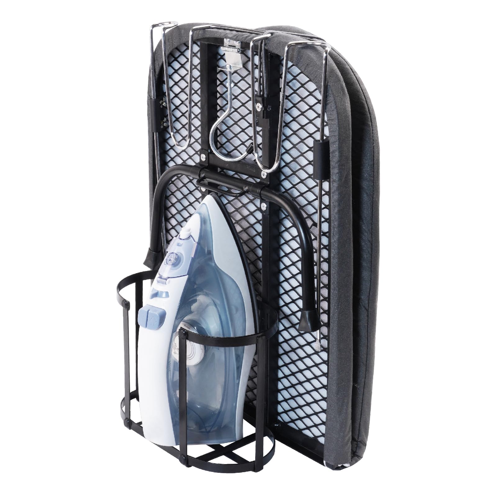 Photo 1 of Table Top Ironing Board with Iron Holder and Wall Mount, Foldable Mine Iron Board,Portabled, Omuachip Metal Small Iriong Table Countertop for Space Saving,?No Ironing Included 39 x 12inches, Black