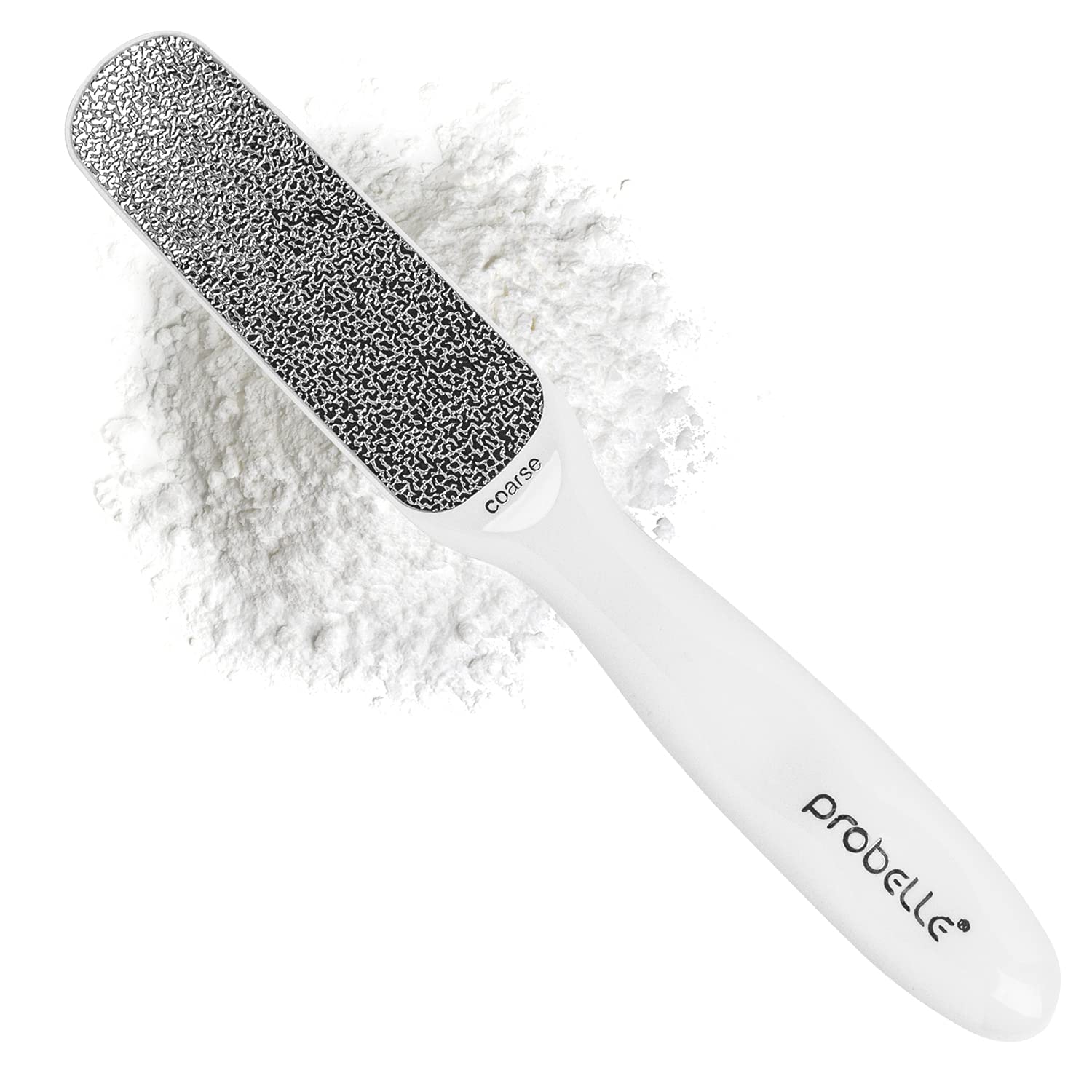 Probelle Double Sided Multidirectional Nickel Foot File Callus Remover - Immediately Reduces calluses and Corns to Powder for Instant Results, Safe Tool (White)