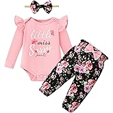 Latnnut Baby Girl Clothes Newborn Infant Cotton Ruffle Romper+ Floral Pants + Headband Sets Fall Winter Outfits