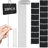 LOYORTY 15PCS Slate Plant Markers with Stakes and Stone Chalks Garden Markers Signs Labels Hanging Slate Planter Tags for Flower Bed, Pots, Planters