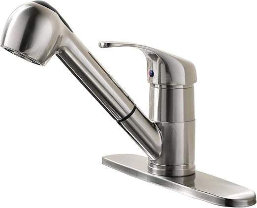 Lababe Modern Single Handle Stainless Steel Satin Nickel Pull Out