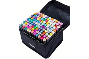 CREATSPARK Alcohol Markers 120 Colors with Base Dual Tip Art Drawing Markers for Anime Sketch Illustrations - Refillable