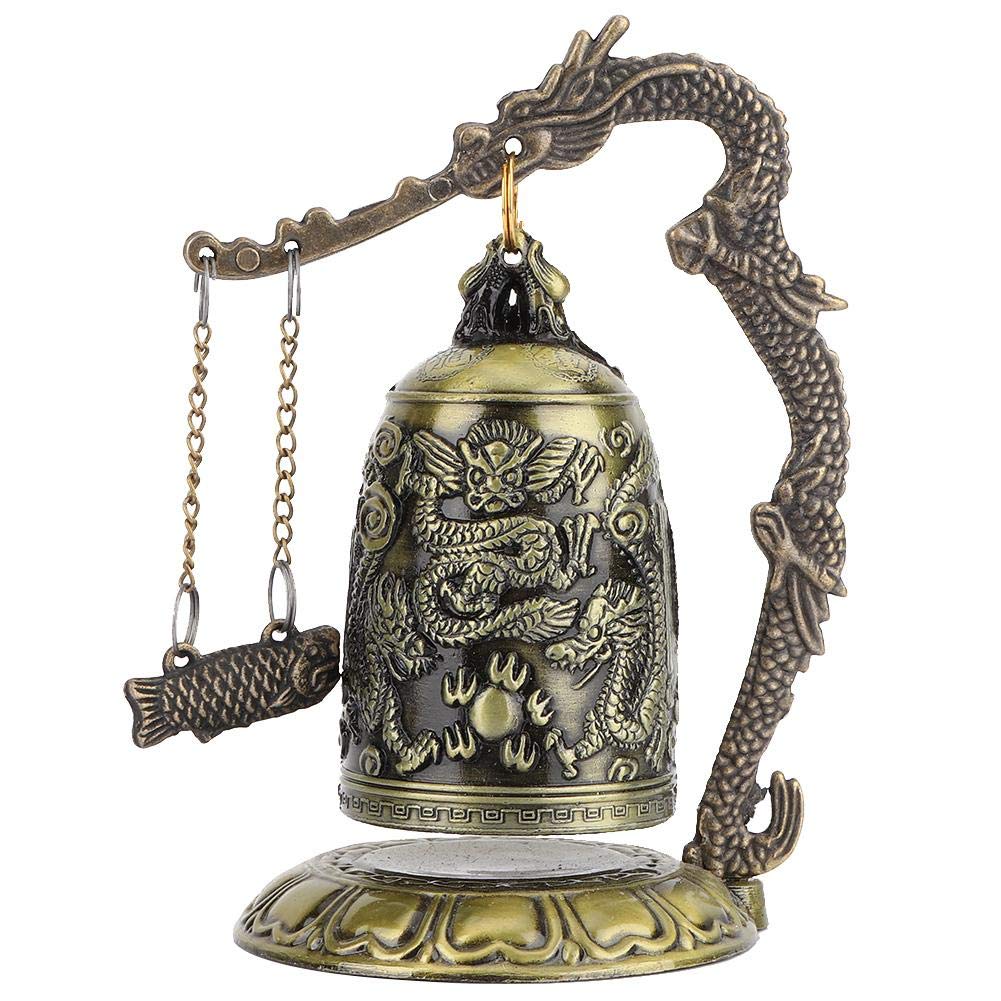 Atyhao Vintage Dragon Bell, Small Carved Bronze Dragon Lock Bell for Feng Shui Ornament, Chinese Arts Crafts Collectibles Desk Decor for Home Office Collectors