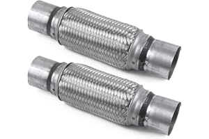 WestMotive, Exhaust Flex Pipe, 2.5"x8"x12" Overall Length Heavy Duty Stainless Steel Double Braid Flexible Tube, 2 Pack
