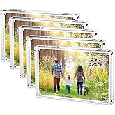 Boxalls 5x7 Acrylic Picture Frames - 5 Pack, Clear Frameless 5x7 Inches Photo Frames with Magnetic, Double Sided Transparent Desktop Frame(5 Pack)
