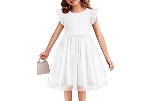 Flypigs Toddler Tutu Dress Girls Ruffle Tulle Dresses Cute Summer Party Princess Sundress for 2-7Y