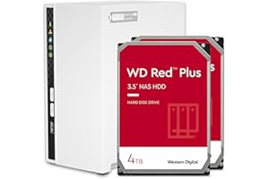 QNAP TS-233-24W-US 2 Bay Home NAS with 4TB Storage Capacity, Preconfigured RAID 1 WD Red Plus HDD Bundle, with 1GbE Ports