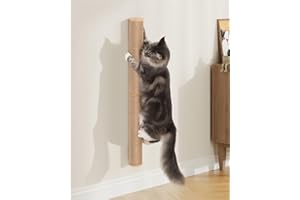AECHONOW 34" Cat Scratching Post on Wall for Large Cats, Wall Mounted Wood Cat Scratcher Furniture for Indoor Cats, Tall and Sturdy Corner Climbing Pole