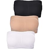 3 Pieces Bandeau Bras Women Stretch Strapless Bralettes Non Padded Stretch Top Tube Bras for Women Girls