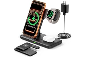 LYAOAO 3 in1 Wireless Charger for iphoneAir17 16 15 14 13 12 11 XR 8, Apple Charging Station for AppleWatch 10/9/Ultra/8/7/SE/6/5/4 & AirPods Series, Wireless Charging Station for Multiple Devices Apple