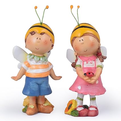 Wonderland Poly Resin Honey Bee (Set of 2, Sitting) 3.5 inches Tall for Bonsai, Planter, Terrarium, Garden D