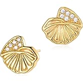 MEVECCO Gold Stud Earrings for Women 18K Gold Plated Dainty Stud Earrings with CZ Simple Minimalist Stud Earrings Jewelry for Her