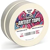 TSSART 2 Pack White Artist Tape - Masking Artists Tape for Drafting Art Watercolor Painting Canvas Framing - Acid Free 1 Inch Wide 360FT Long Total