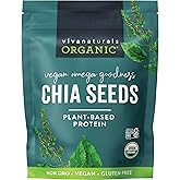 Viva Naturals Organic Chia Seeds, 2 lb, 32 Oz – Plant-Based Omega-3 and Vegan Protein, Gluten Free & Non-GMO, Perfect for Smo