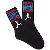 ZYQFN Running Socks - Gifts For Runners - Funny Gifts For Women - Novelty Cool Crazy Running Marathon Sports Cotton Crew Socks. (027)