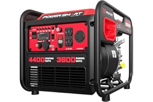 PowerSmart 4400-Watt Portable Inverter Generator, Gas Powered, CO-Sensor, Lightweight & Quiet for Home Use and Emergency Backup, Camping, EPA Compliant