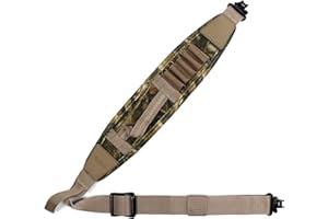 HUNTPAL Two Point Gun Sling with Quick-Grab Handle, Rifle Cartridge Shotgun Shell Elastic Loops and Swivels, Neoprene Padded 1.25" Nylon Webbing Wide Gun Shoulder Strap