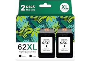 ANKINK Compatible 62 Ink Cartridges Replacement for HP Ink 62 62XL HP62 Black Cartridge for 5540 5542 5545 5640 5642 5660 5664 5665 7640 7645 8000 8005 200 250 5740 5742 5743 5745 8040 Printer 62 XL（2 Pack）