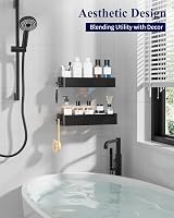 Kitsure 2 Pack Rustproof Shower Caddy - 2 Shelves, Drill-Free, Black view 2