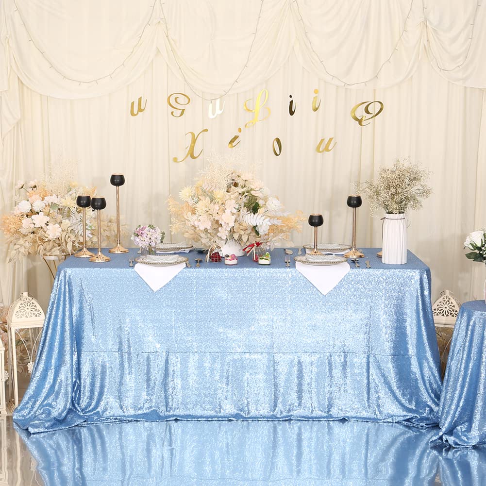 Eternal Beauty Sequin Tablecloths Rectangle Baby Blue 127 x 203 cm for wedding Halloween Chrismas Party Banquet Year’s Day — image 1