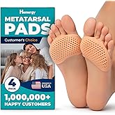 Homergy Metatarsal Foot Pads - Soft Gel Ball of Foot Cushions for Pain Relief, Ultra-Thin Sleeve Design, Stays in Place, Breathable & Reusable - Fits Heels, Flats, Sneakers (4 Pads / 2 Pairs)
