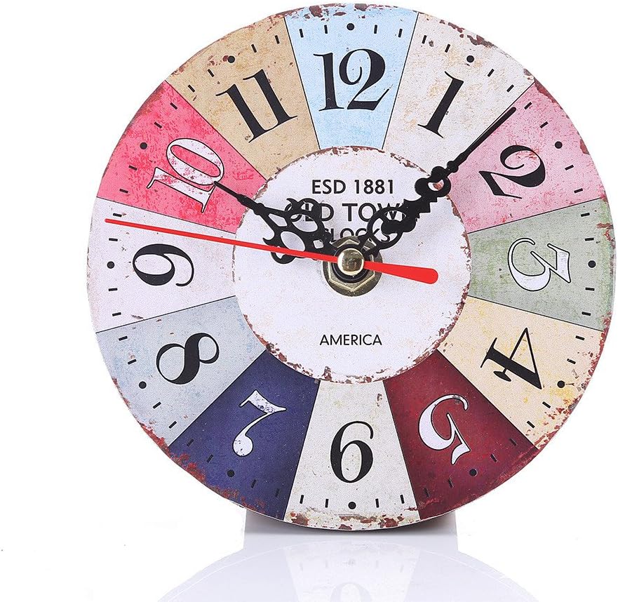 HINK Wood Wall Clock, Vintage Style Antique Round Wood Wall Clock