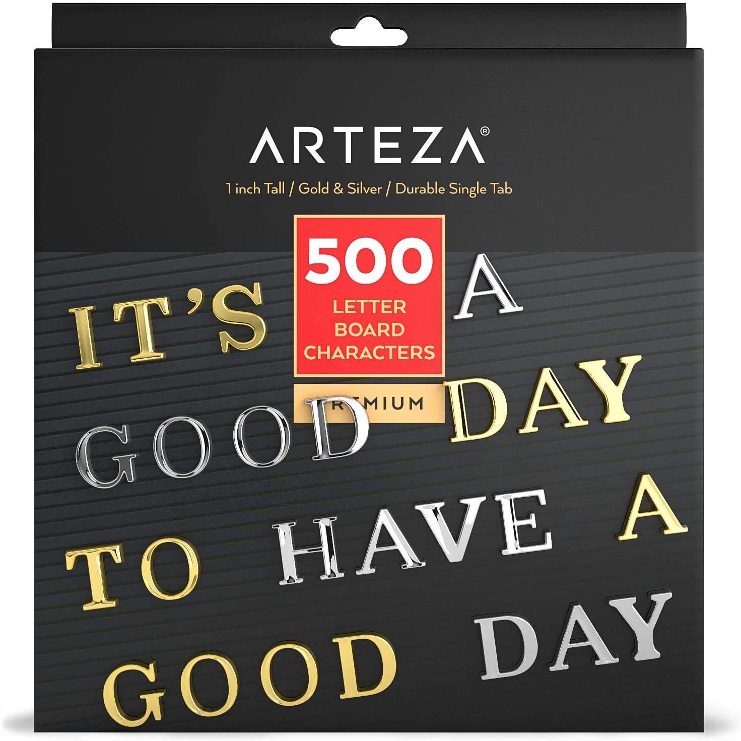 Arteza Felt Letter Board Letters, Set of 500 Letters, Numbers, & Symbols, Gold & Silver, 1 inch, for Signs, Message Boards at Cafes, Offices, Schools, Restaurants, or Home