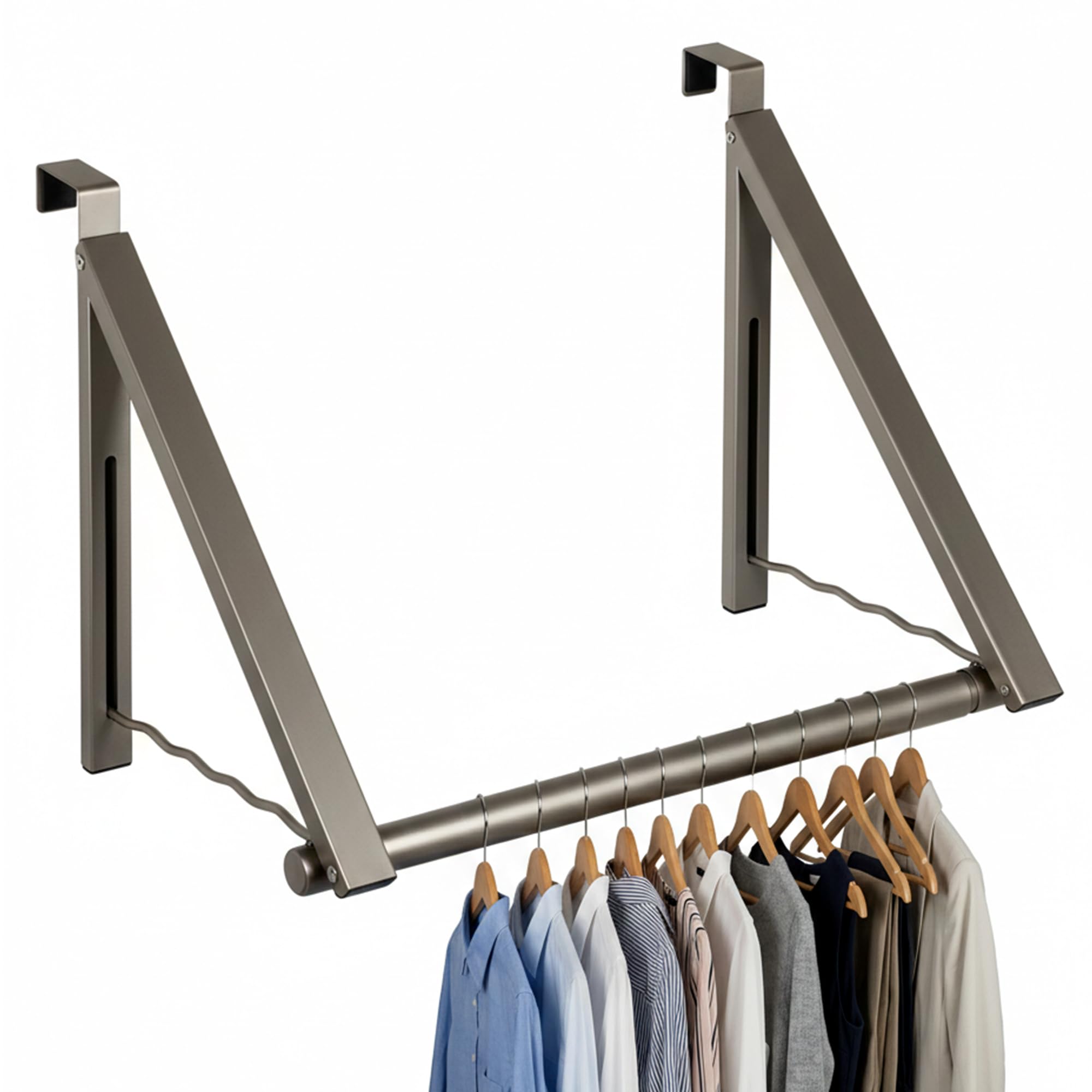 HOLDN’ STORAGE Over the Door Drying Rack Foldable - Over the Door Rack for Hanging Towels, Coats & Clothes - Over the Door Hanger Hooks for Bedroom, Washroom and Office.