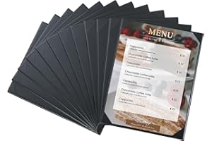 AMGSH 12 Pack 1 View 8.5" x 11" Menu Holder Menu Covers | Black Leather Menu Sleeves Book Style for Restaurant Coffee Bars Wine List Fit for Letter Size 8.5" x 11" Certificate Holer Diploma Holder