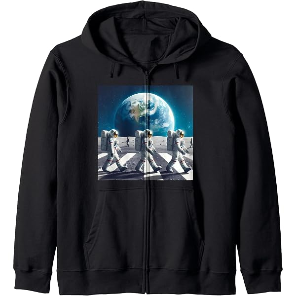 T-shirt Homme 100% Coton - Impression 'Astronautes Traversant Abbey Road', Noir, Manches Courtes - Neuf Avec étiquettes