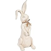 Fun Express 15.5 Inch Tall Rustic Easter Rabbit Figurine - Premium Farmhouse Easter Decorations for Home | White Bunny Statue for Spring Decor, Table Centerpiece & Mantel Display