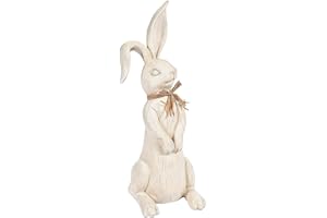 Fun Express 15.5 Inch Tall Rustic Easter Rabbit Figurine Farmhouse Easter Home Decor, Table Top and Mantel Accent