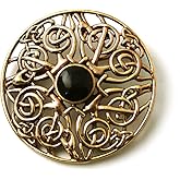LynnAround Vintage brooches Bronze Norse Filigree Celtic Knot Black Stone Thailand Jewelry