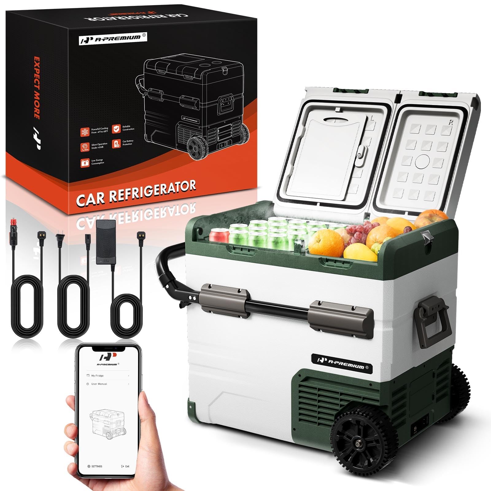 Photo 1 of A-Premium 12 Volt Refrigerator 57QT/54.2L Portable Car Fridge Cooler, -4°F~68°F Separated Zone Portable Freezer APP Control with 12/24V DC & 110/240V AC Adapter,for Travel Car Camping Truck Roadtrips