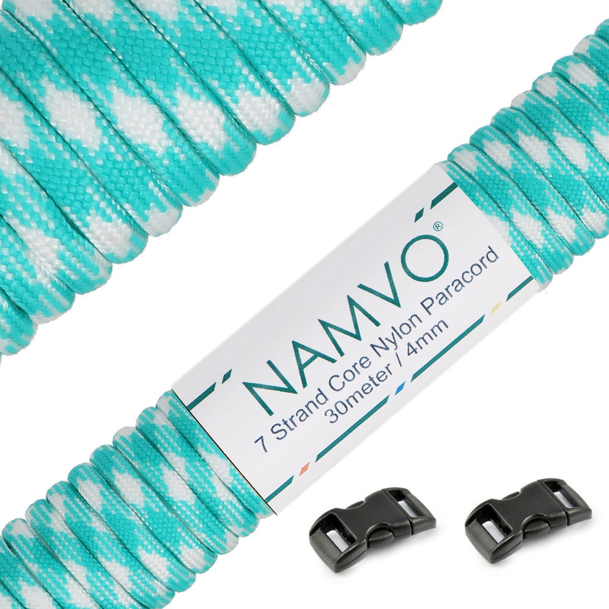Namvo 550 Paracord Mil Spec Type III 7 strand parachute cord Total Length 100ft / 30 Meters, Blue Lake Camo