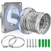 Magnetic Dryer Vent Coupler with 4 inch Hose,Magnetic Dryer Vent Coupling for Connection and Disconnection,Magnetic Dryer Vent Connector Kit Strong Magnetic Self-connection(silver)